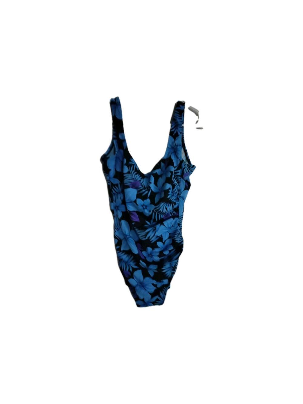 Sabree Womens Tropical One Piece Swimsuit Bathing Black Blue Size 16